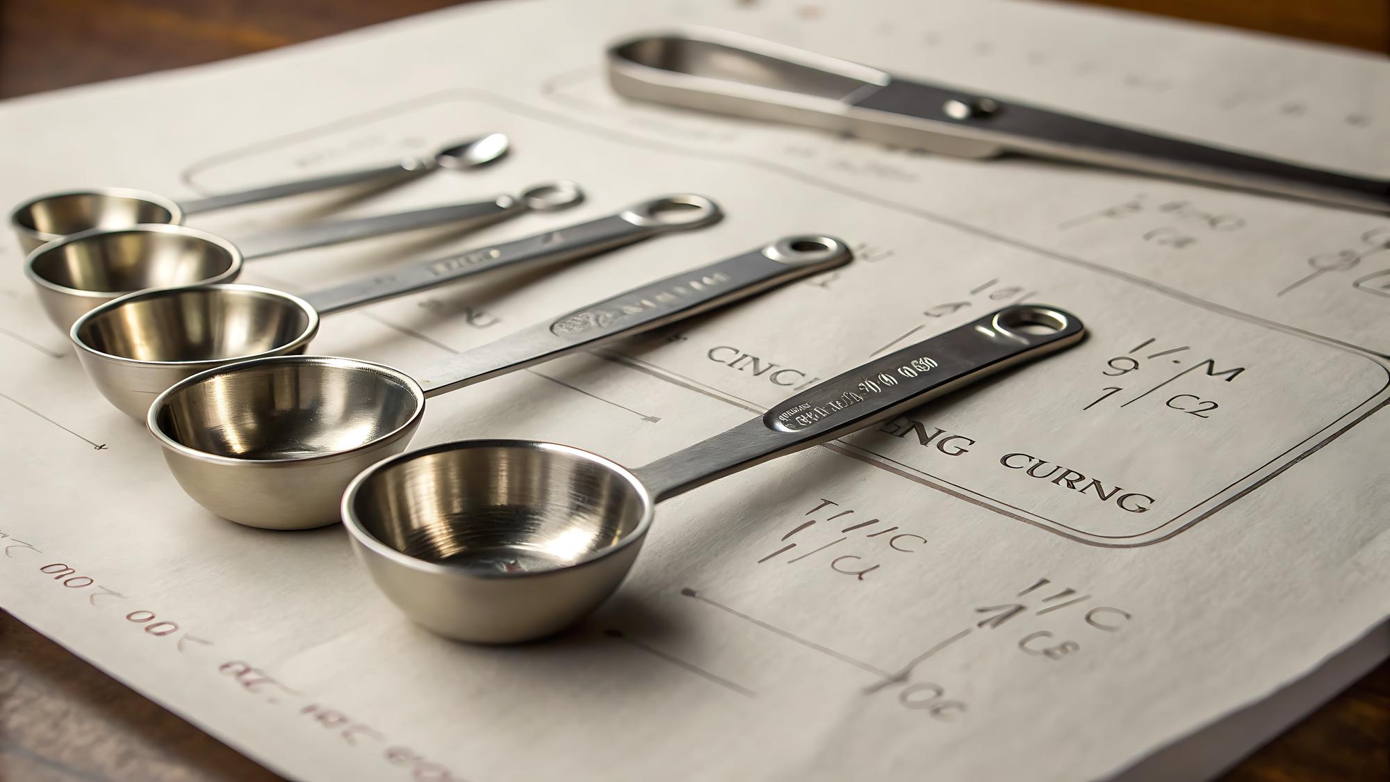 metallic tools and notes on recipe cards
